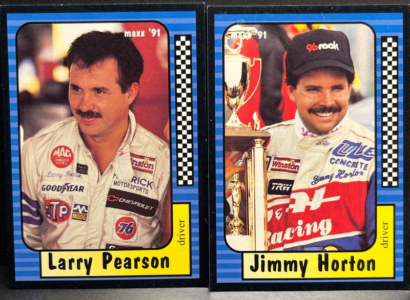 2 Vintage 1991 NASCAR Jimmy Horton Card by MAXX CARDS, #44, Larry Pearson #41