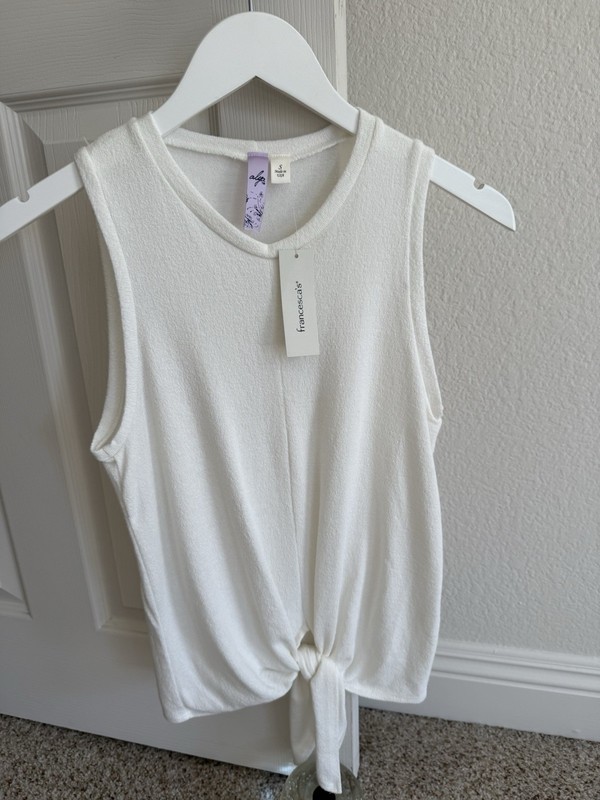 Alya Off-White/Ivory Top with Tie-in-Front - Size Small - NWT!