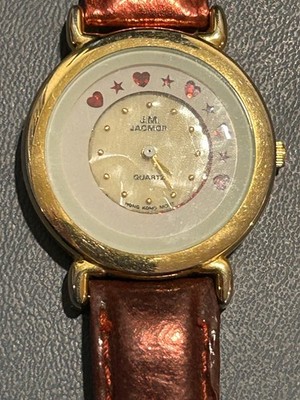 Vintage J.M. Jacmor Women s Watch. Red And White With Hearts And Stars