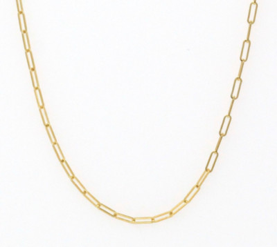  1,8 mm Büroklammer Kette 14K massiv Gelbgold Gliederschicht dünne Halskette 16 bis 24 Zoll