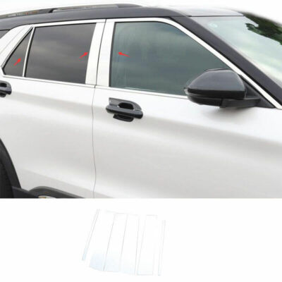 For Ford Explorer 2020-2023 Chrome Steel Car Window BC Pillar Cover Trim 6PCS