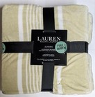 Ralph Lauren Micro-Mink Blanket Light Green White Stripe Full Queen 90" x 90"