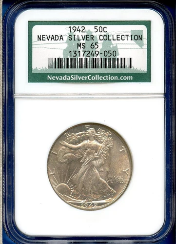 1942 P NGC MS65 Walking Liberty Half Dollar 50c 1942-P MS-65 Nevada Collection
