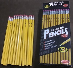 Vintage #2 HB BLACK LEAD NON TOXIC REAL WOOD PENCILS (Open Box 25 Of 48)