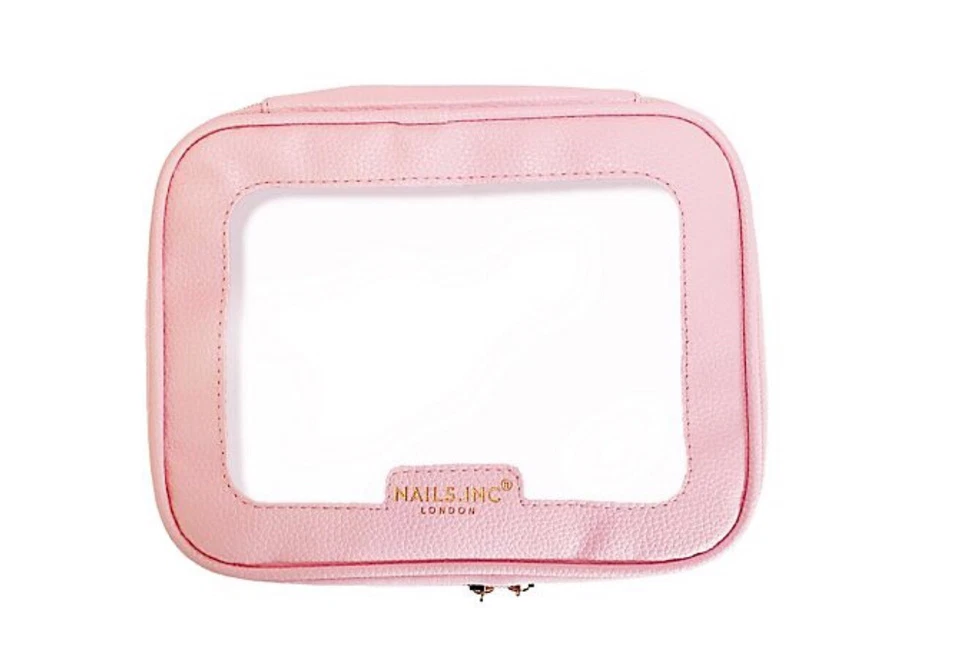 Nails Inc Kosmetiktasche Kosmetik Kulturbeutel Rosa Klar Durchsichtig Brandneu
