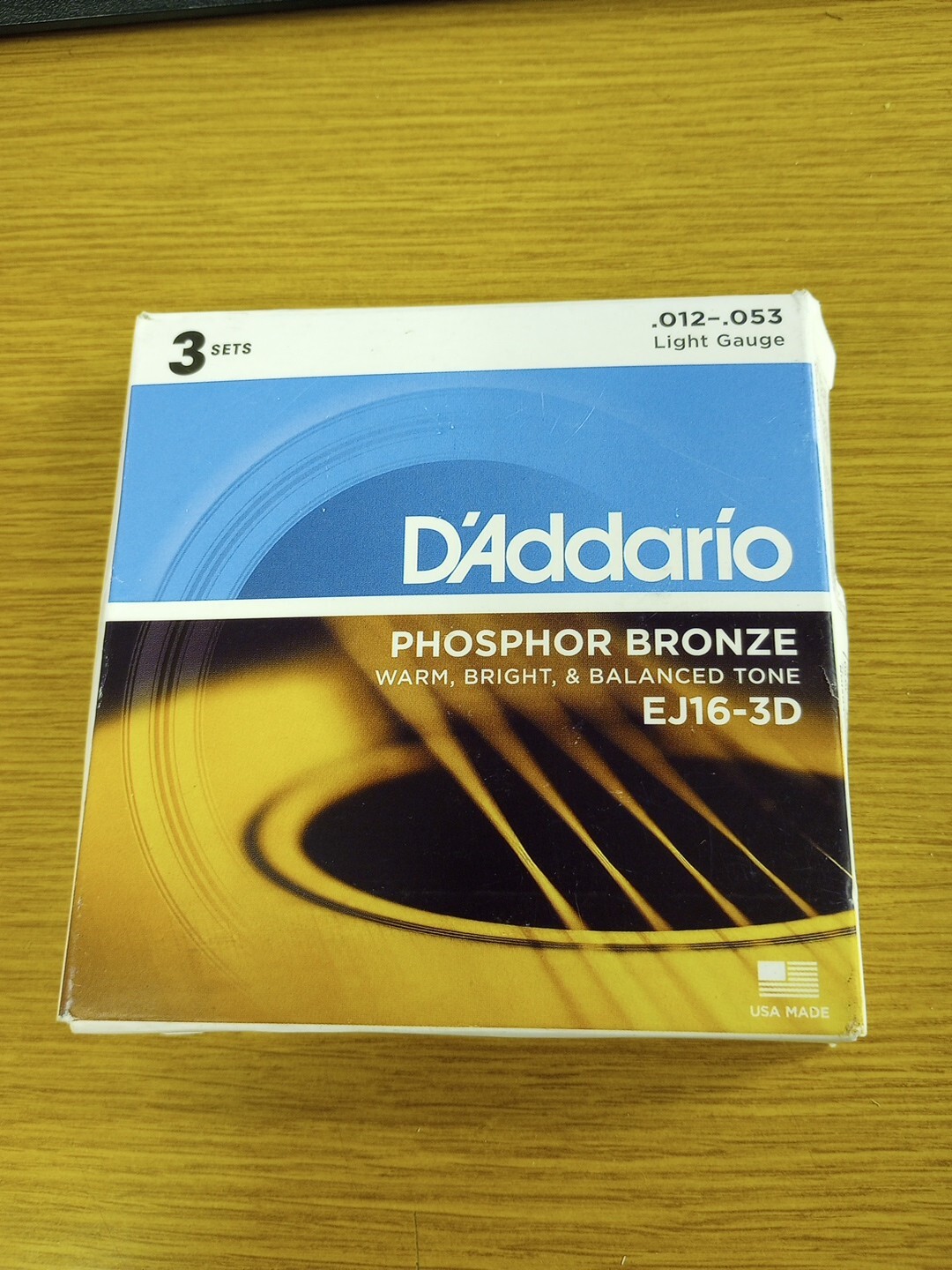 D'Addario EJ163D Phosphor Bronze Light Acoustic Guitar Strings 3 Sets