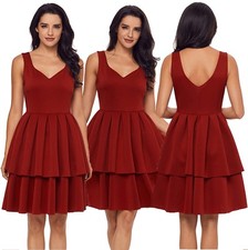 Abito Scollo Campana aperto Top gonna Pieghe Party Ballo Cerimonia Prom Dress L