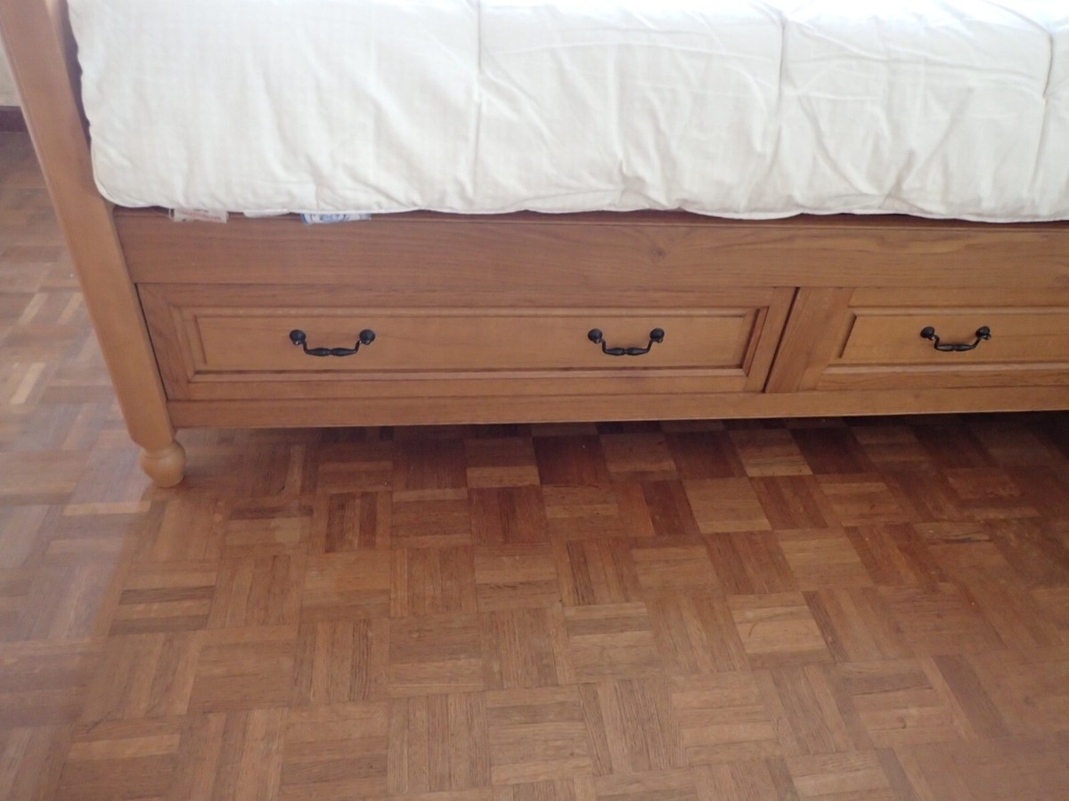Lit 1 Personne Chêne Massif Avec Matelas 90x190 – Artisanal, 4 Tiroirs