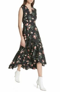 REBECCA TAYLOR Black Floral Tulip Ikat 