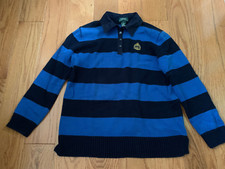 Ralph Lauren Sport Rugby Woman s Sweater Large Striped Cotton Crest Shirt