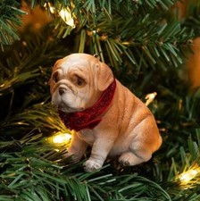 Christmas Shoppe English Bulldog Pup Canine Dog Figurine Ornament Brand New