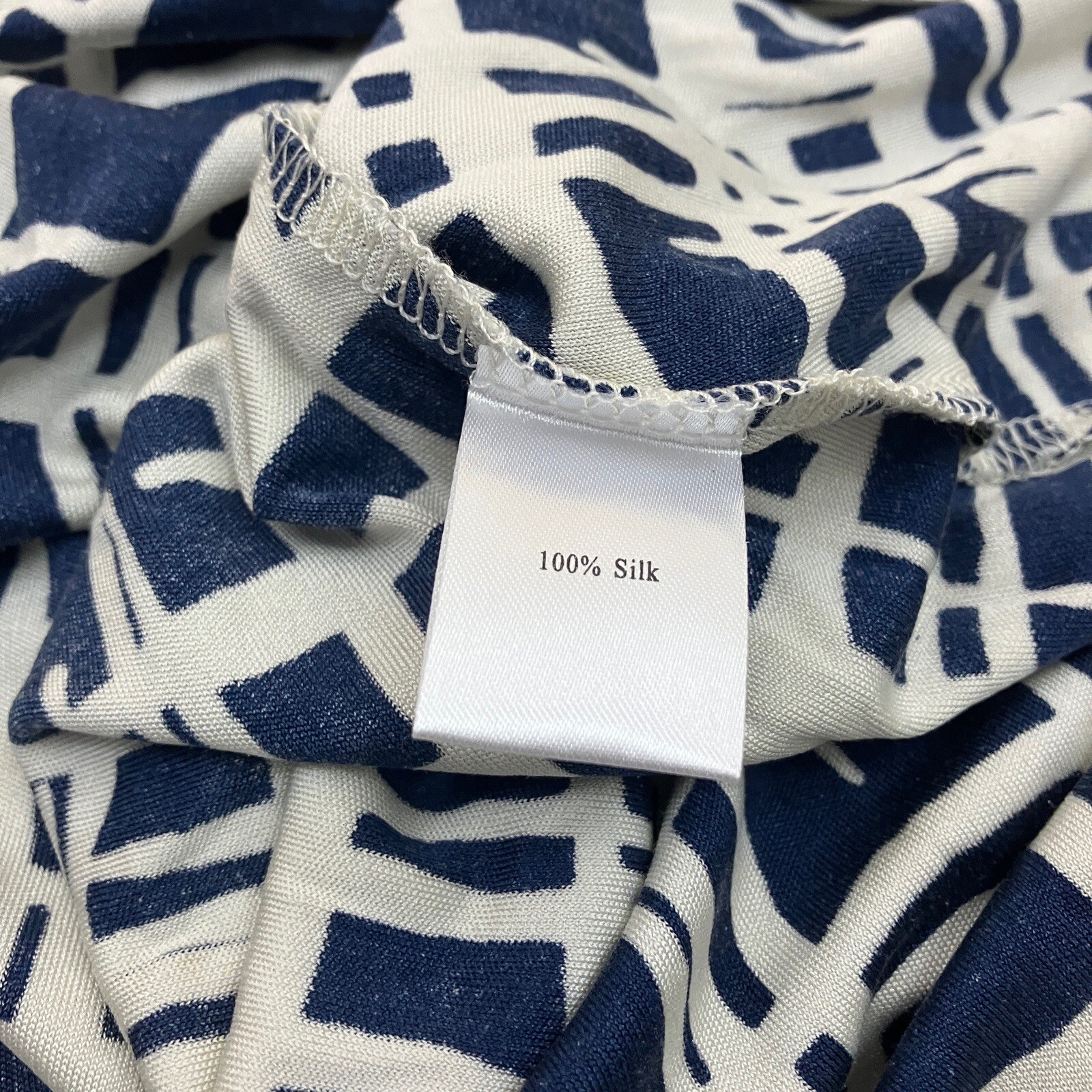 Pure Collection Silk Wrap Geometric Pattern Blue … - image 9