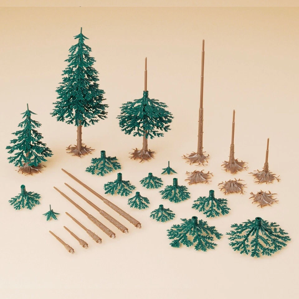 (0,95€/Stück) Kunststofftannen Auhagen 71938 Bausatz, 12 Stück - 4 bis 11 cm