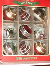 Radko Shiny Brite Glass Christmas Ornaments Set of 9 Glittering Gold Shapes