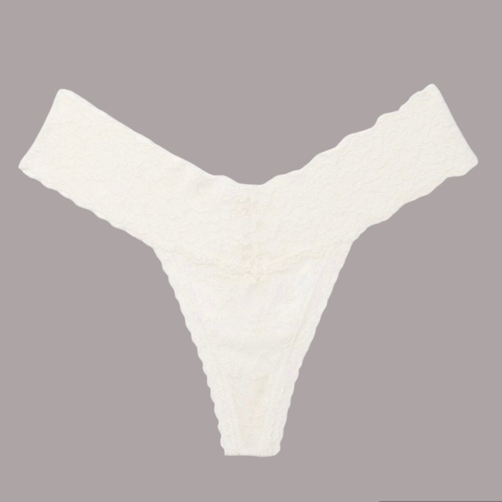 Women’s VICTORIA’S  SECRET Posey Lace Thong Panty Size M White New