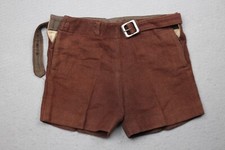 Vintage Shorts Boy Toddler Brown Wool Belt Lined Button Holes 1930s