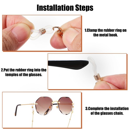 Gafas de sol Estuche rígido + Correa de cadena para gafas Gafas de lectura Cuerda de cordón con cuentas - Imagen 7 de 17