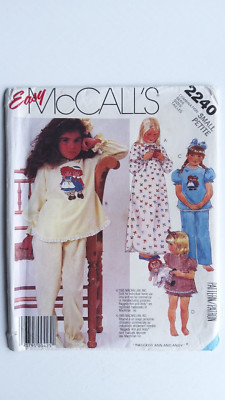 McCALL'S EASY SEW 2240 KINDER NACHTHEMD UND PYJAMA SCHNITTMUSTER UNGESCHNITTEN