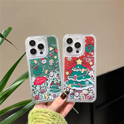 Glitzer Treibsand Flüssig Weihnachten Case Hülle für iPhone 11 12 13 14 15 Pro Max
