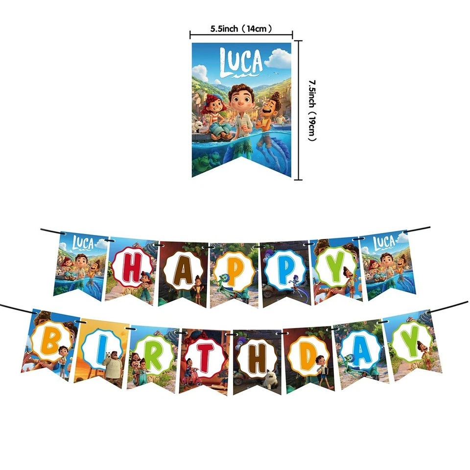 Luca Birthday Party Supplies Anime Birthday Decorations Set - Image 4 of 4