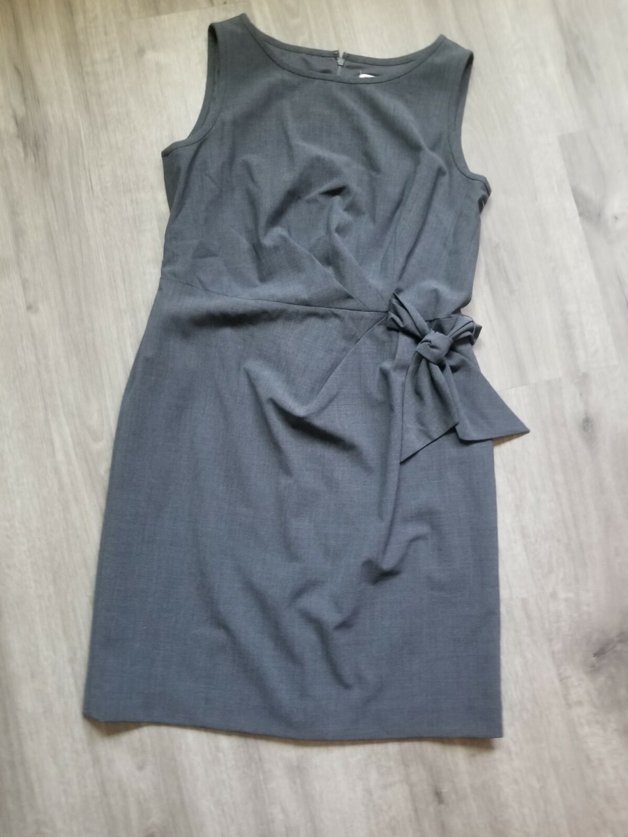 New ANNE KLEIN Womens Gray Heather Short Sleeve Wool Blend Dress Size: 12