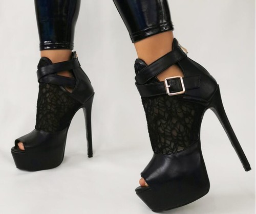 Womens Fashion Summer Peep Toe Buckle Strap Lace Ankle Boots Party High  Heels | eBay