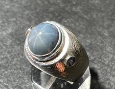 15.505 CT STAR SAPPHIRE + TANZANITE .925 STERLING SILVER MENS RING SZ 10.25 25GR