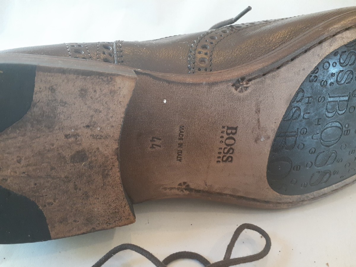 Hugo Boss Brown Perforated Wingtip Derby Made in Italy Men  display picture 2