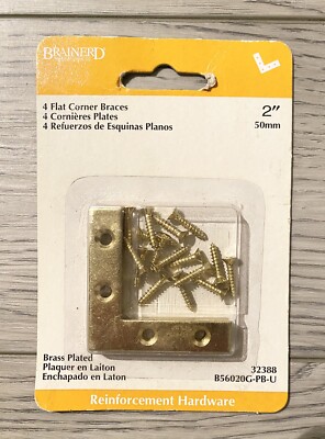 Brainerd 2  Brass Flat Corner Brace 4pk  Part# 32388 Reinforcement Hardware