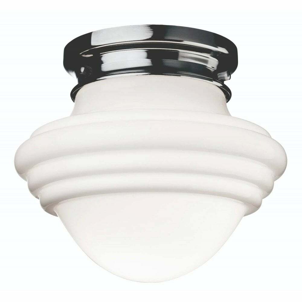 ART DECO CONTEMPORARY FLUSH CEILING LIGHT IN CHROME WITH OPAL SHADE 4944CH