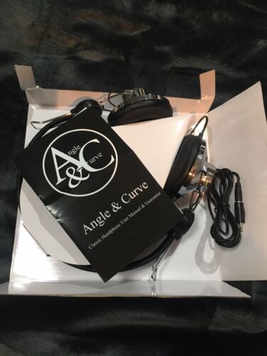 Angle & Curve Classic Headphones Chrome Silver 40mm Drivers New & Boxed w Manual - Afbeelding 1 van 11