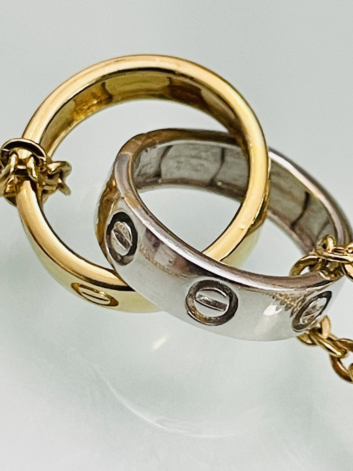 18k 750 Solid Interlocking Double Hoop Bracelet T… - image 9