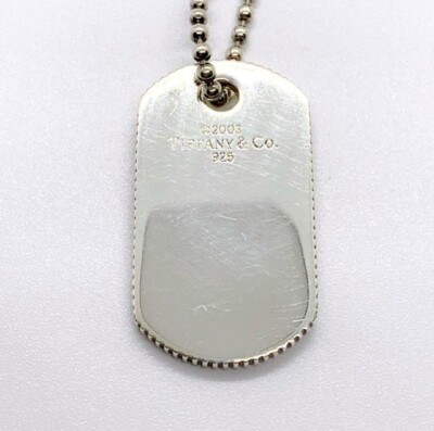 Tiffany & Co. Dog Tag Necklace Pendant Sterling Silver