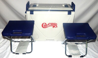 VTG Chi Chi's Mexican Restaurant Rolling Cooler Ice Chest w/ (2) Folding Chairs
