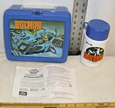 DC COMICS BATMAN PLASTIC LUNCH BOX 1991 WITH THERMOS