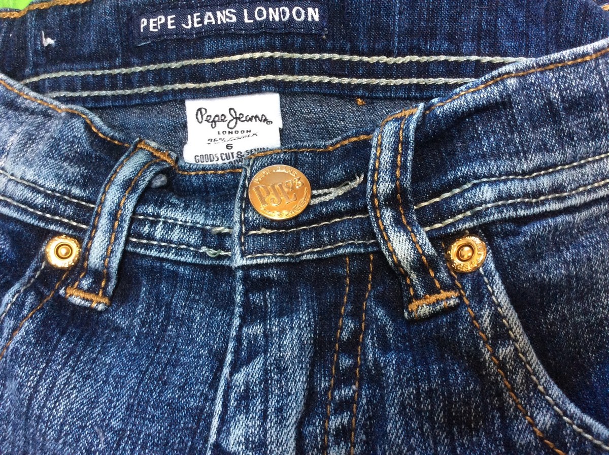 Pantalon Jeans Pepe Jeans London Fille Taille 6 - Décor Tigre Doré Sur La Jambe, Occasion