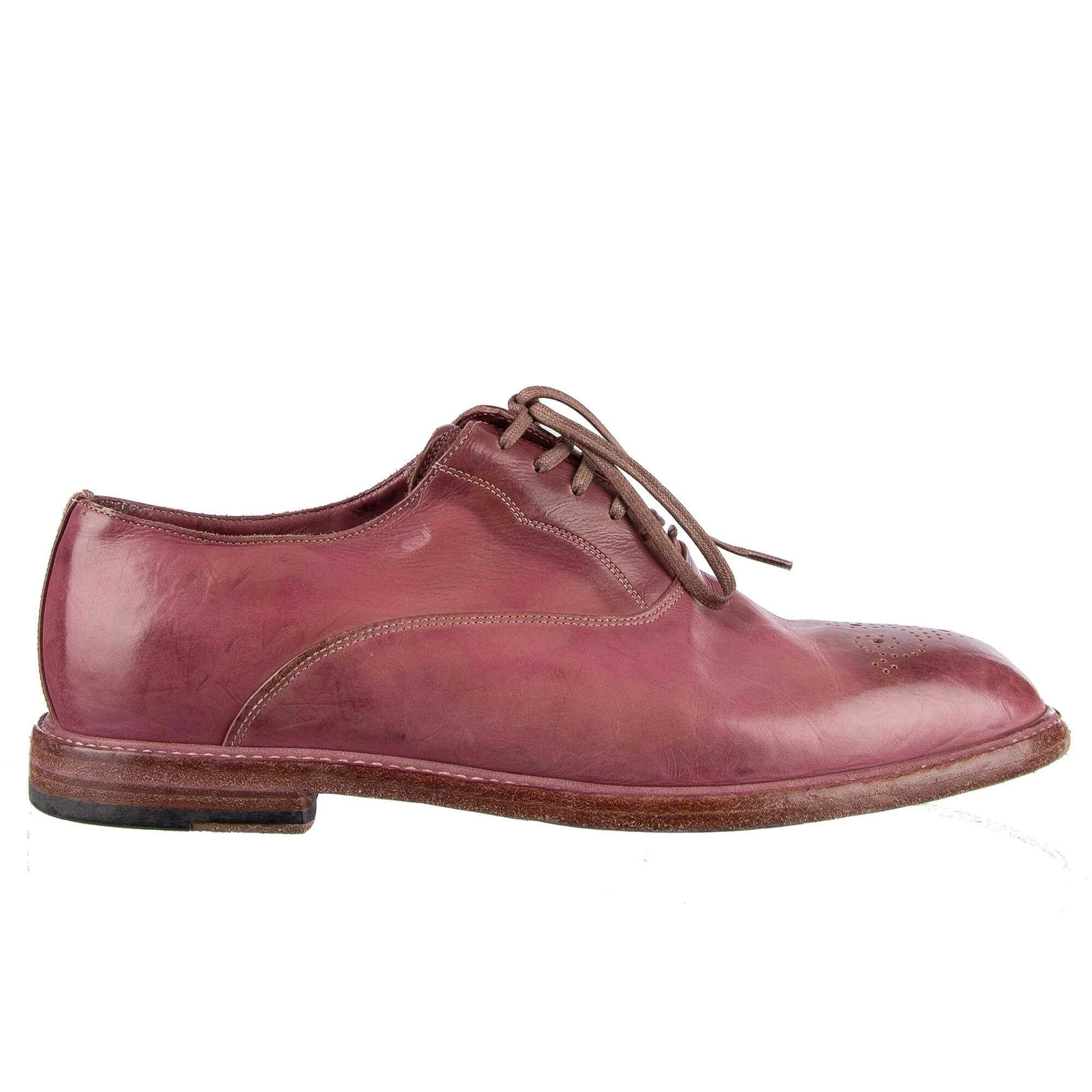 Derby Brogue Shoes Marsala Leather Pink 