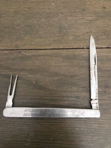 Atlantic Coast Produce Jessup MD Obstmelone Klappmesser Gabel silber Griff