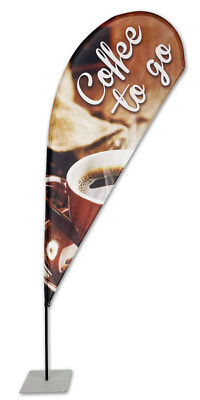 Coffee To Go BEACHFLAG Tropfen 280 *inkl. bedruckter Fahne u. Maststange*