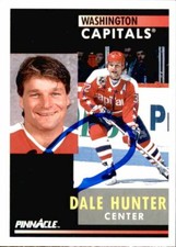 Dale Hunter Signed Auto 1991-92 Pinnacle card Washington Capitals