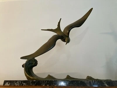 sculpture mouette modele en bronze attribué a G GARREAU circa 1930 socle marbre - Photo 1/3