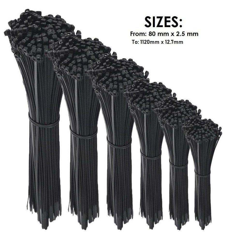 Product photo 2 of 5 — BLACK CABLE TIES / ZIP WRAPS LONG SHORT Thick Thin Narrow Small Fastener QUALITY