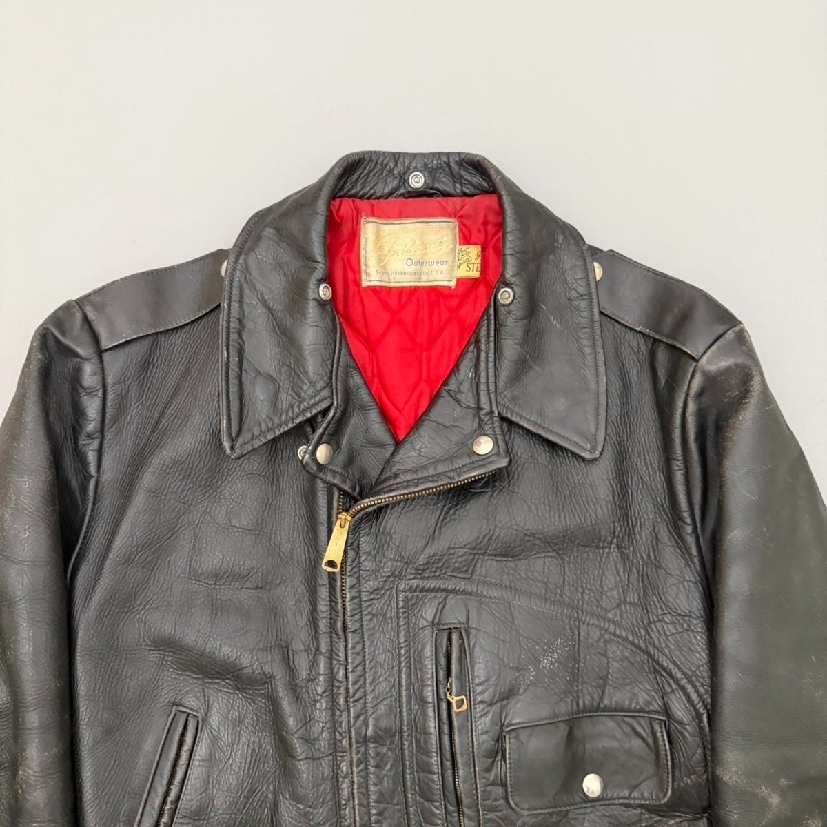Vintage 50s Sears Trailmaster Leather Steerhide Jacket D Pocket