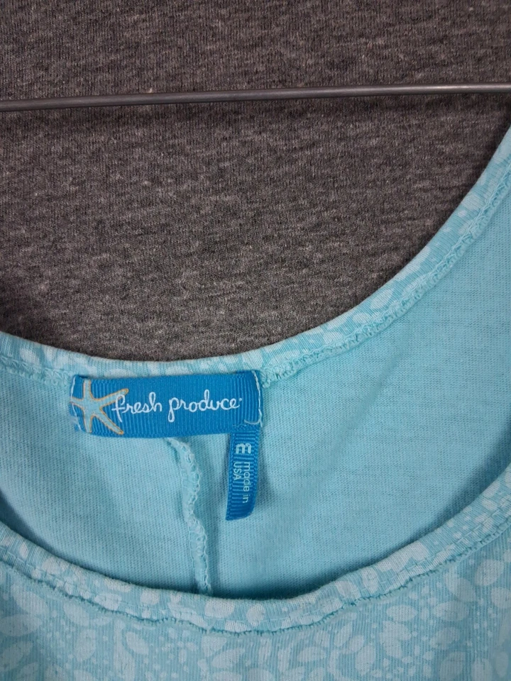 Vestido Fresh Produce Para Mujer M Azul Floral Maxi Volantes Dobladillo Costero Casa Hecho en EE. UU. Foto 2 de 4