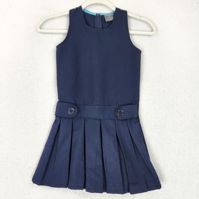 Eddie Bauer Dress Girls 6X Blue School Uniform Jumper Pleated Pinafore