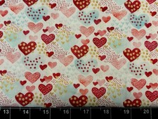Tina Scrap 9"x21" Red Pink Heart Valentine Dots Mini Love White FABRIC COTTON