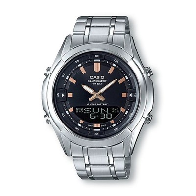 CASIO AMW840D-1A Digital/Analog World Time 30 Telememo Watch