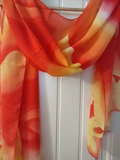 Vibrant Shades Of Orange And Yellow Sheer Scarf