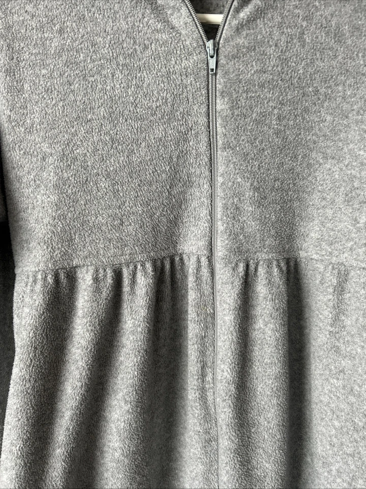 Stan Herman Womens Robe Size S Full Zip Gray Plush Soft Casual Lounge - Image 3 of 4