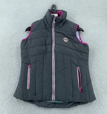 Horseware Ireland Puffer Vest Women Medium Gray Pink Quilted Equestrian Full Zip